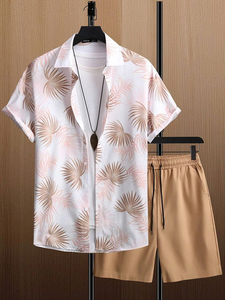 New Summer Leaf Print Party Suit
