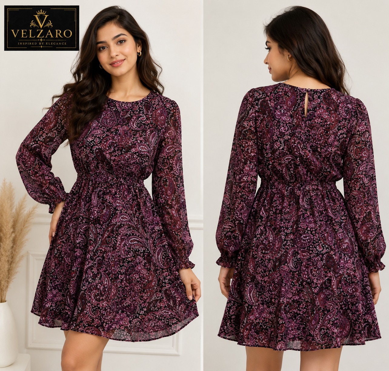 Long-Sleeve Printed Dress.          STYLE NO : TY 11215