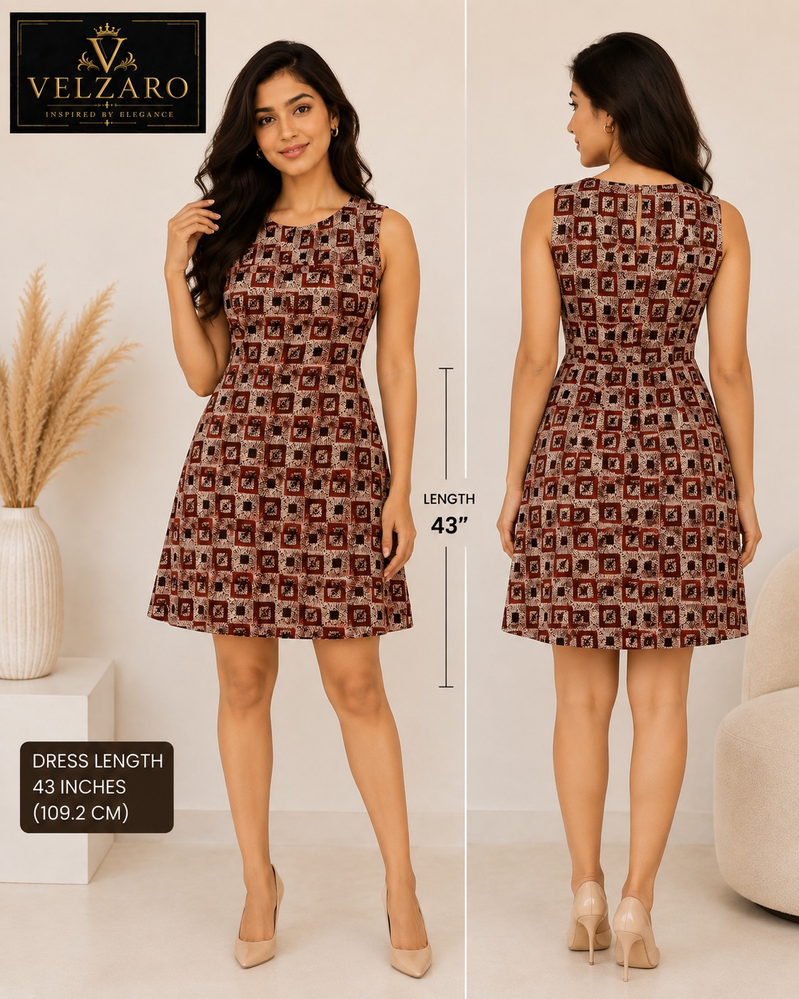 Sleeveless Printed Dress.          STYLE NO : MA 21113
