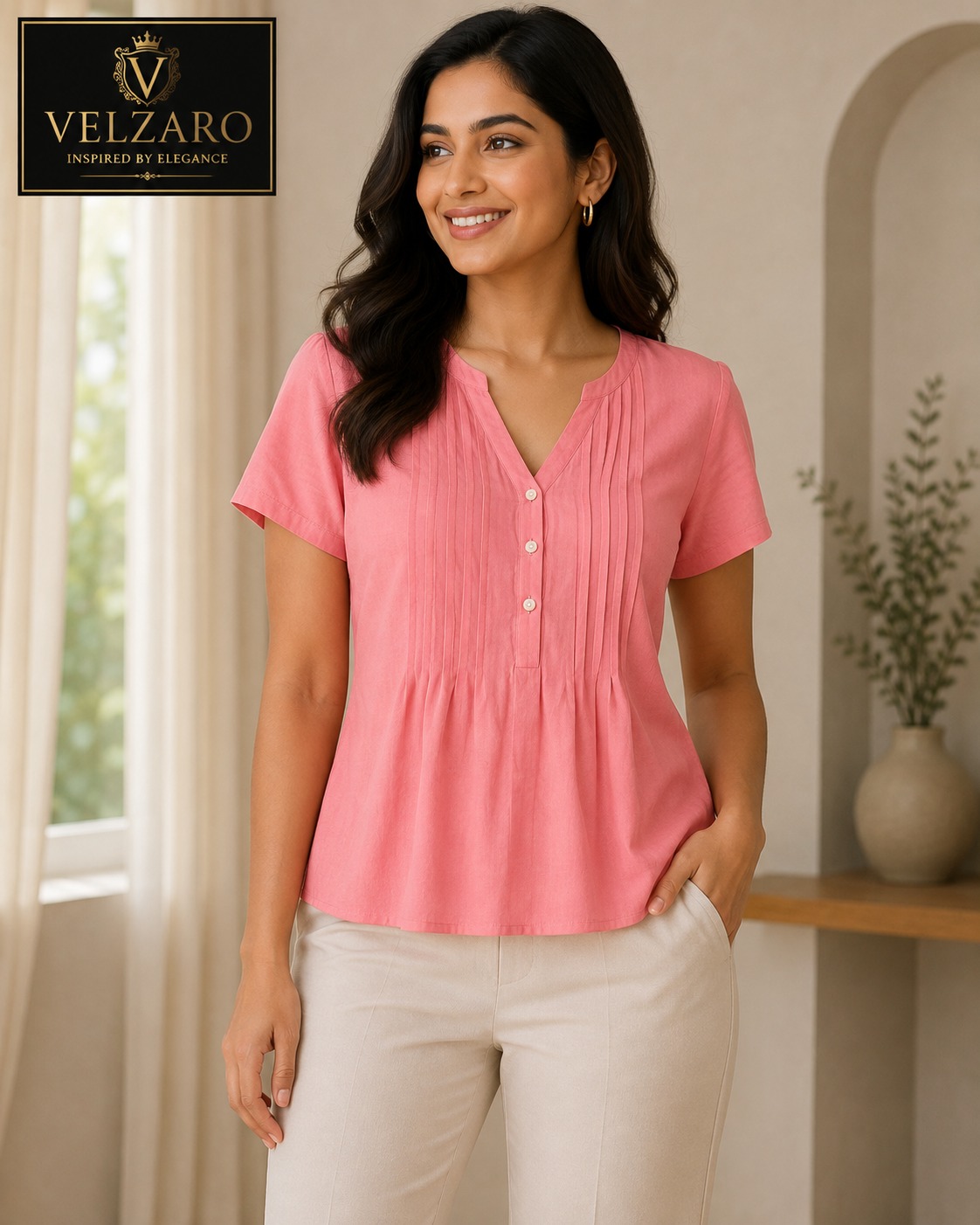 * Short-sleeve plain Blouse          STYLE NO : MA 22213