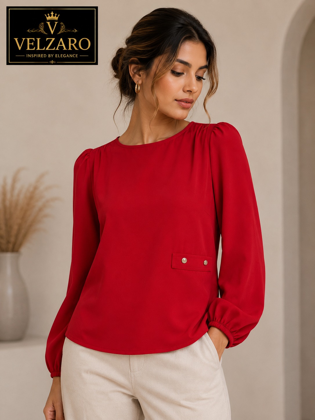 * Short-Sleeve Plain Blouse.      STYLE NO : MA 22113