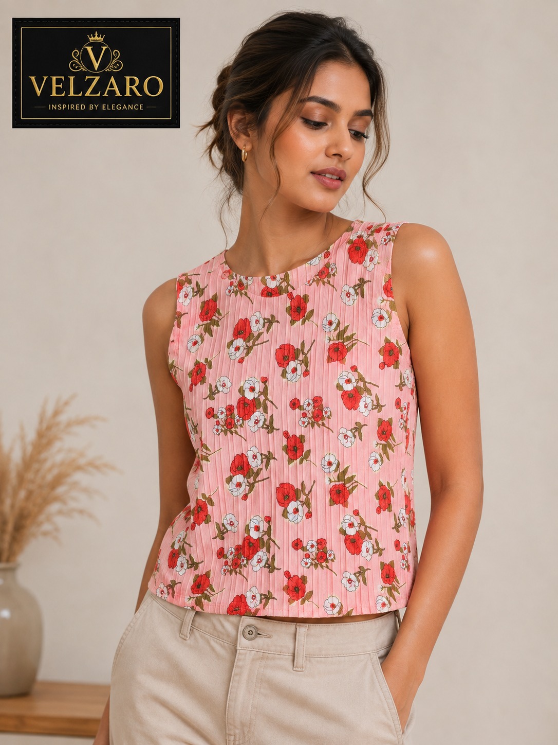 * Sleeveless  Printed Blouse.          STYLE NO : MA 22313